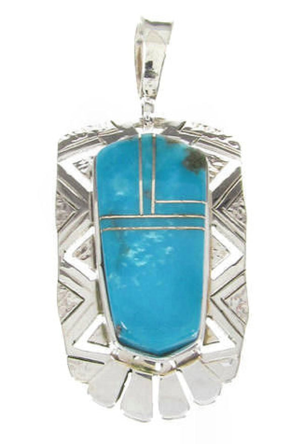 Sterling Silver Turquoise Inlay Slide Pendant PS60783